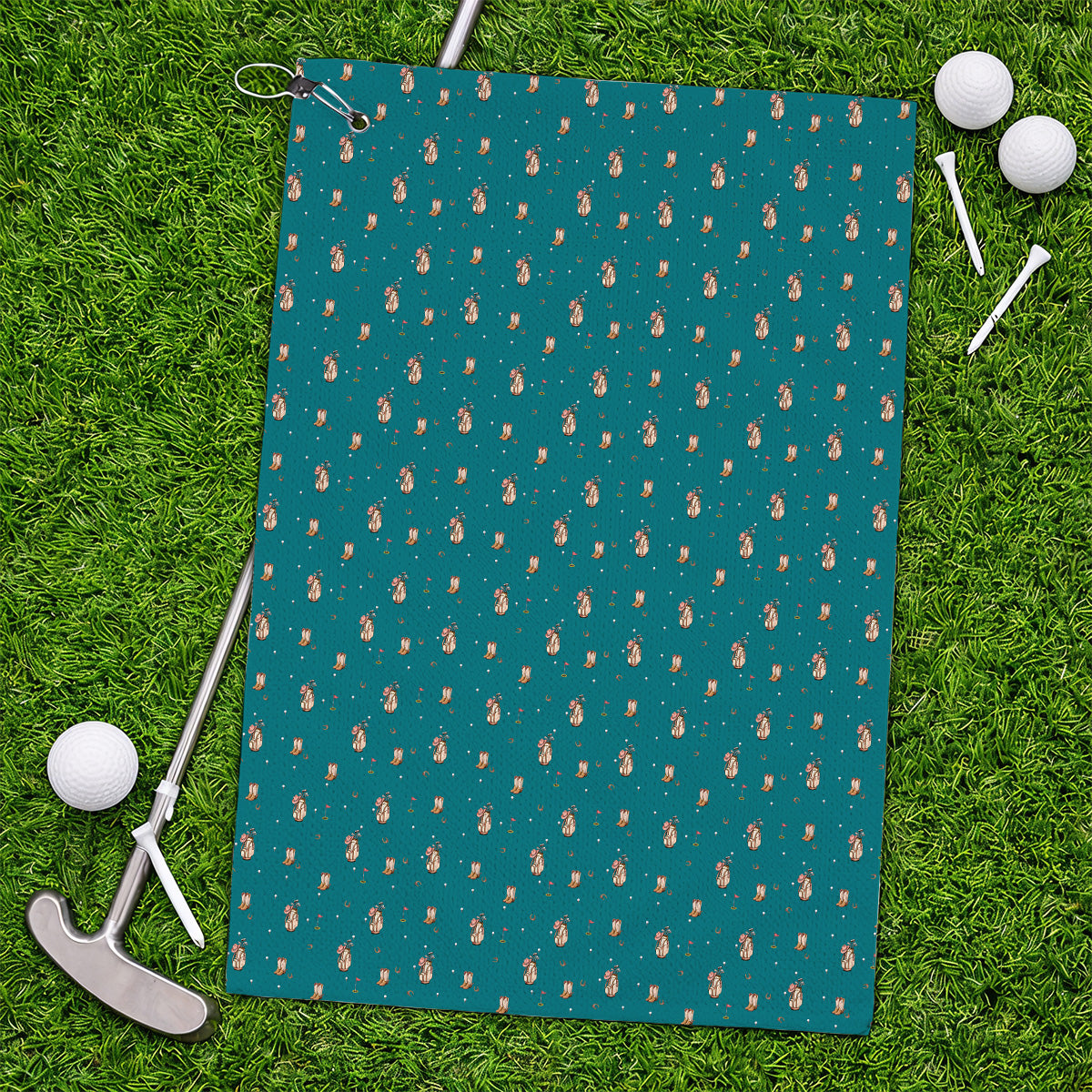 Crazy Cowgirl Golf Towels, Western Boots & Golf Bag Pattern Towel, Golf Gift For Golfers