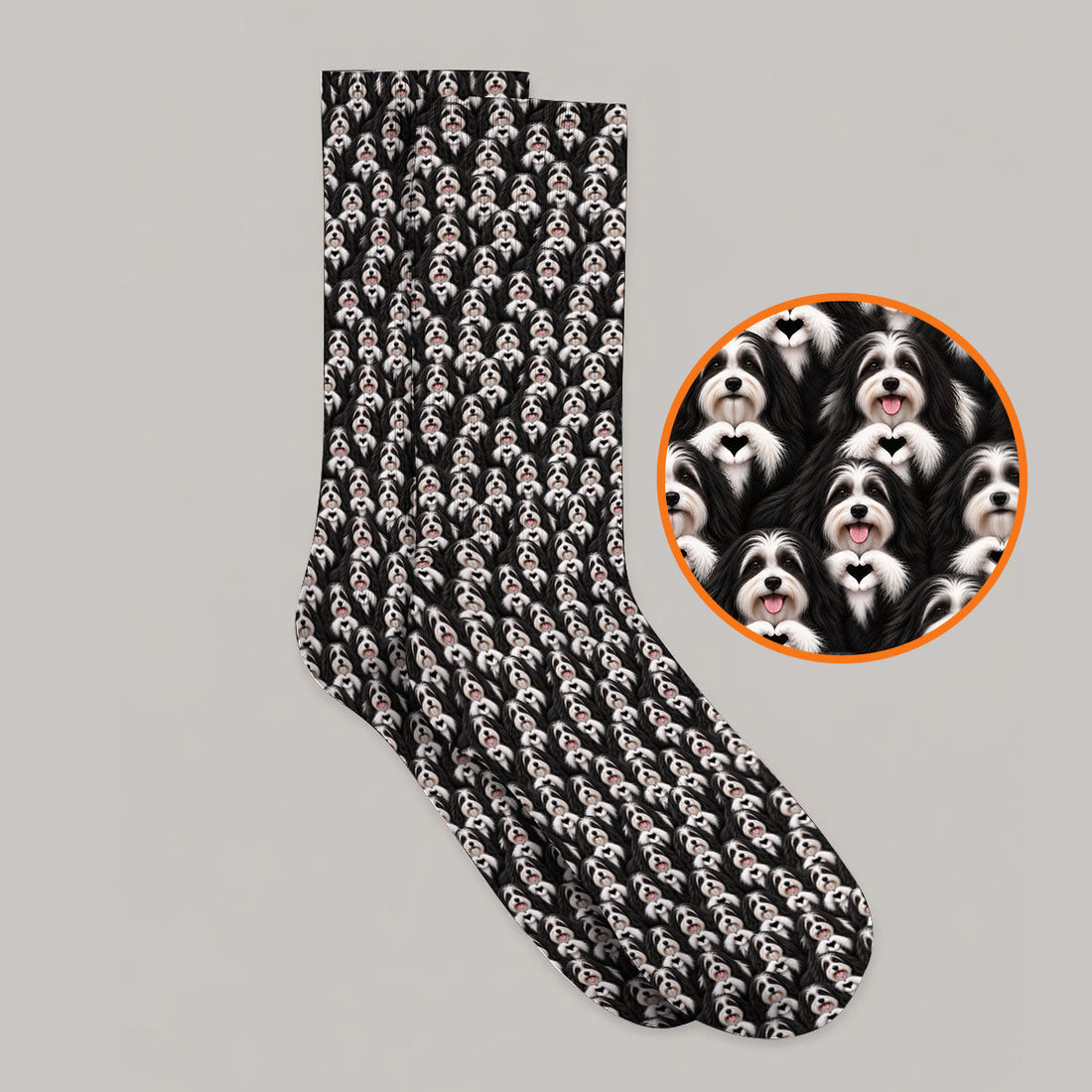 Havanese Dog Pattern Golf Socks, Cute Havanese Lover Golf Sock, Funny Dog Golf Gift For Golfers