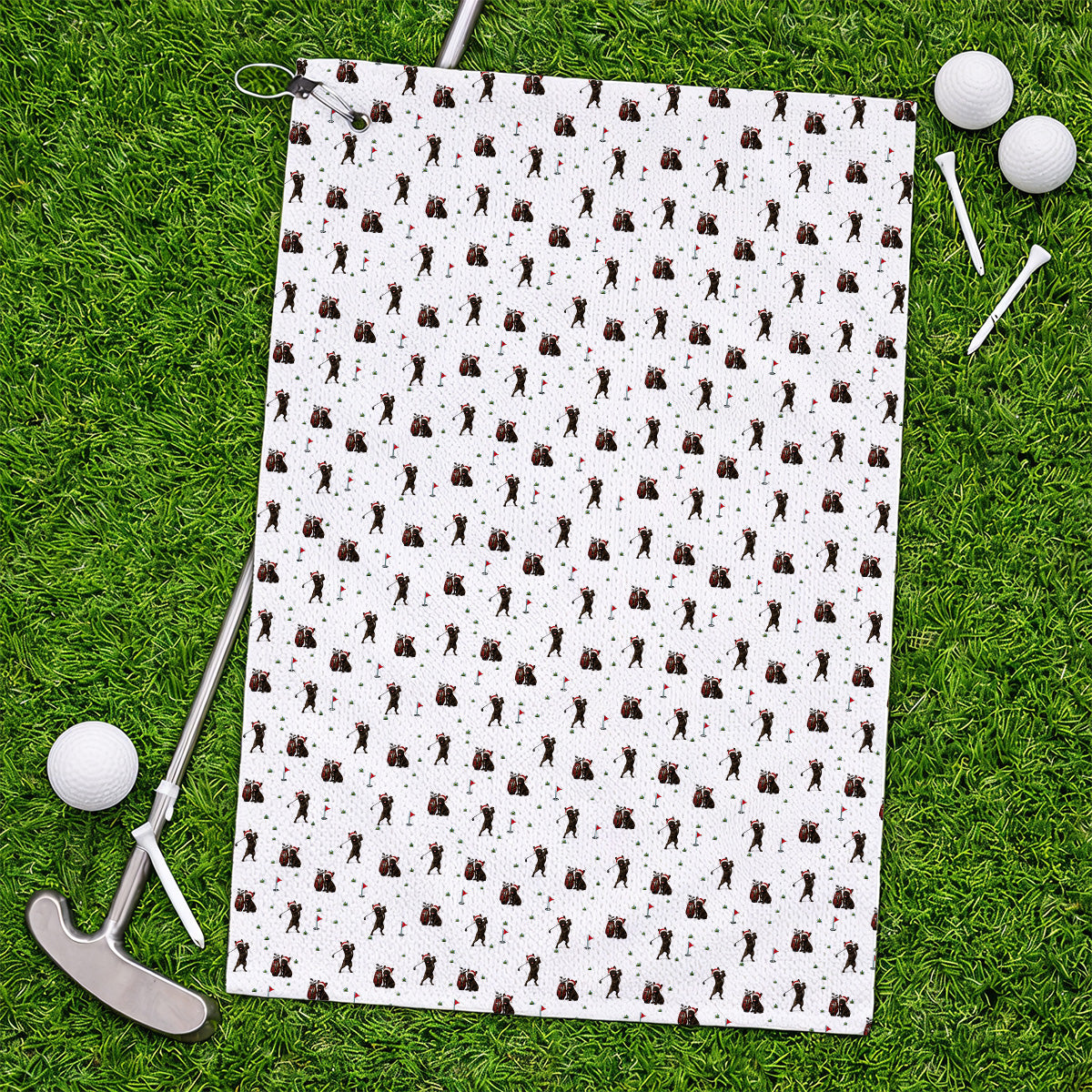 Christmas French BullDog Golfer Towel, Xmas French BullDog Golf Pattern Towels, Holiday Golf Gift for Golfers