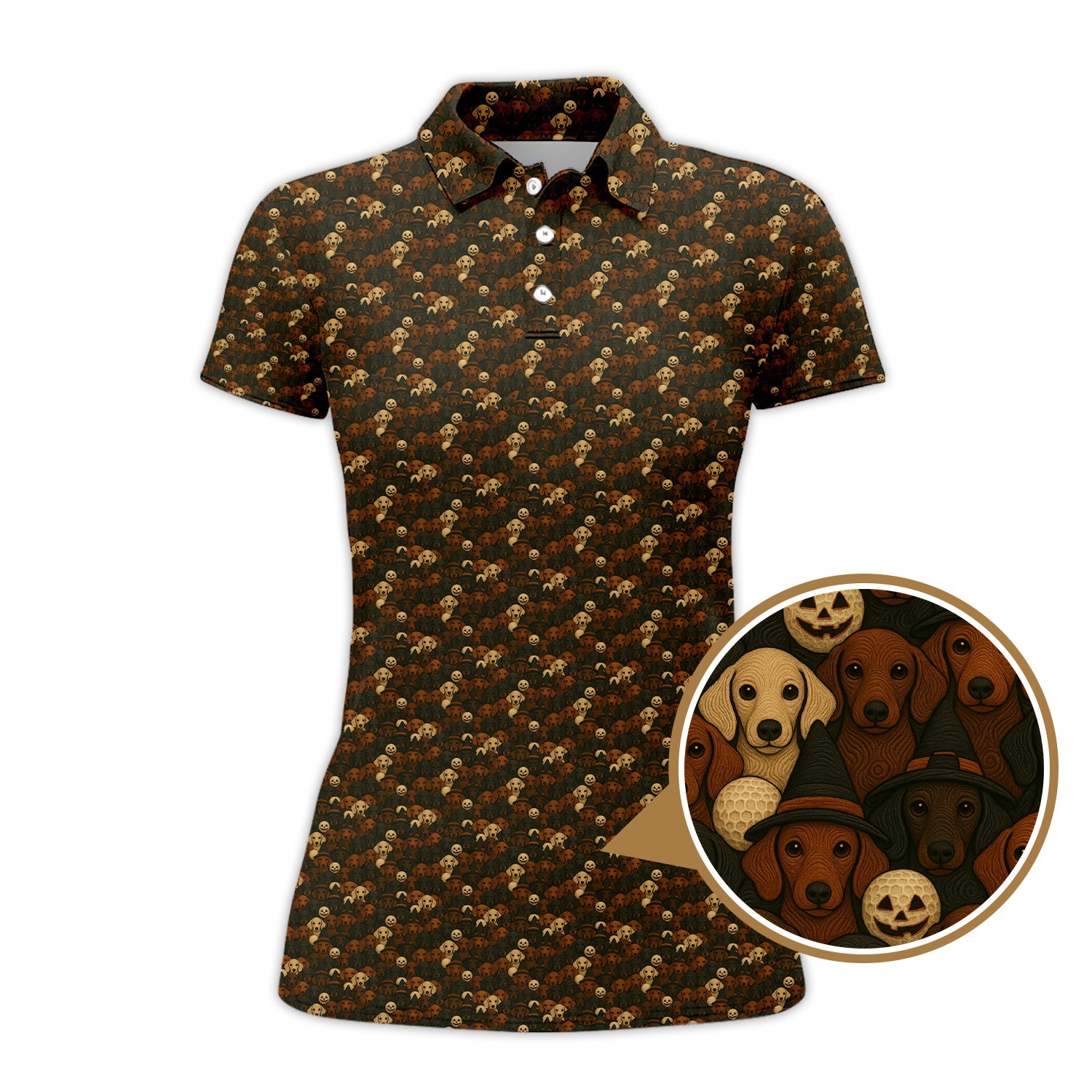Halloween Golf Shirt, Dachshund Golf Shirt For Golfer, Funny Pattern Golf Shirt For Men