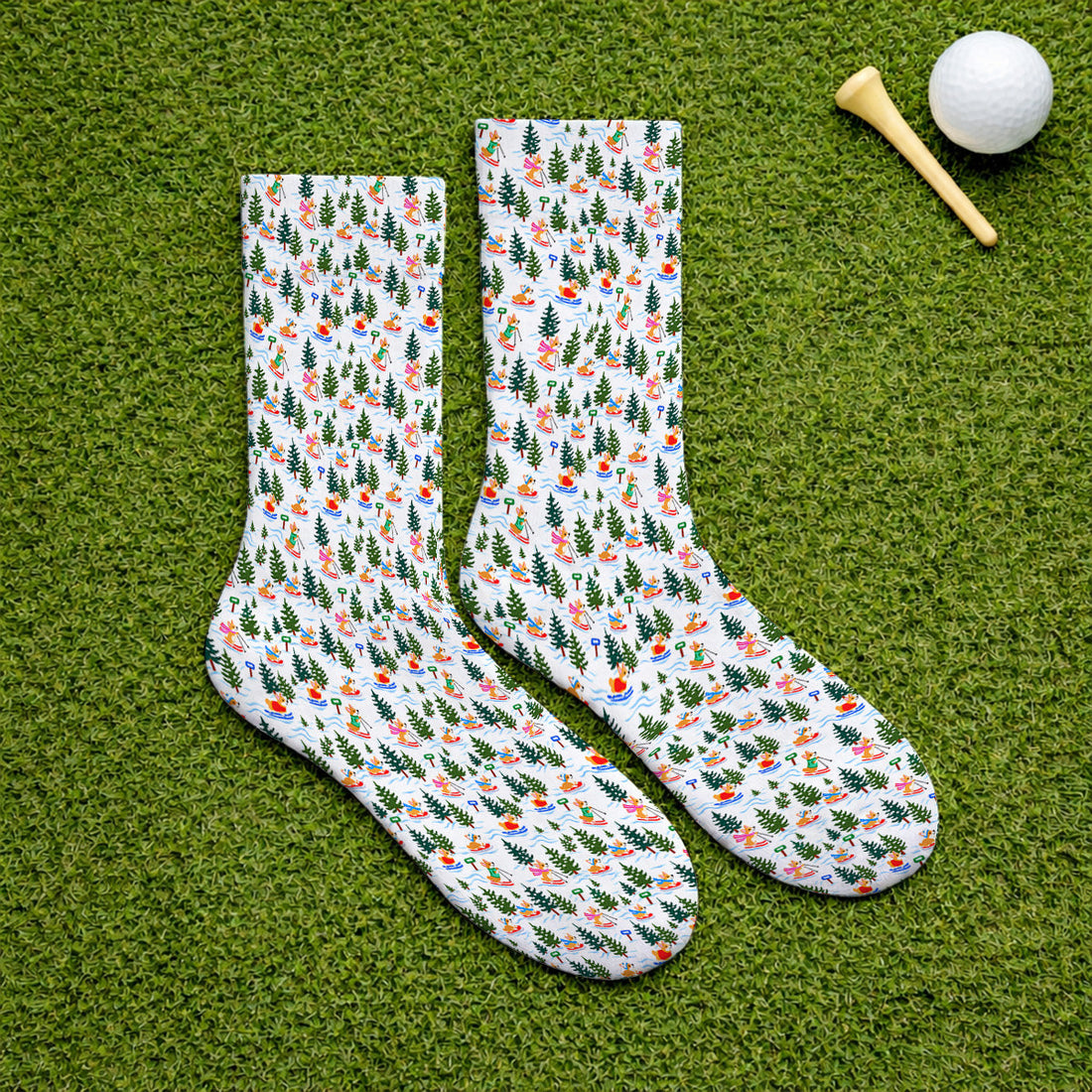 Corgi Christmas Golf Socks, Xmas Corgi Pattern Golf Sock, Funny Golf Gift For Golfers