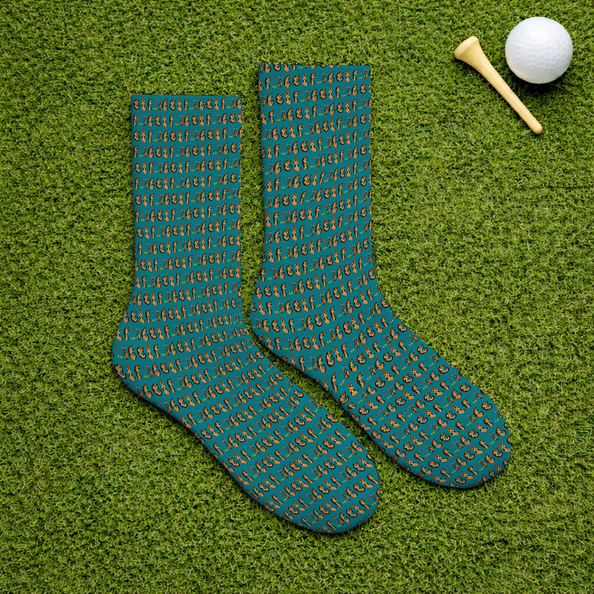 Crazy German Shepherd Pattern Golf Socks, German Dog Golf Sock, Golf Gift For Golfers