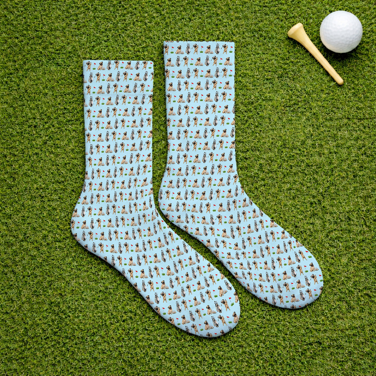 Funny Pug Golf Socks, Pug Pattern Golf Sock, Dog Lover Golf Gift