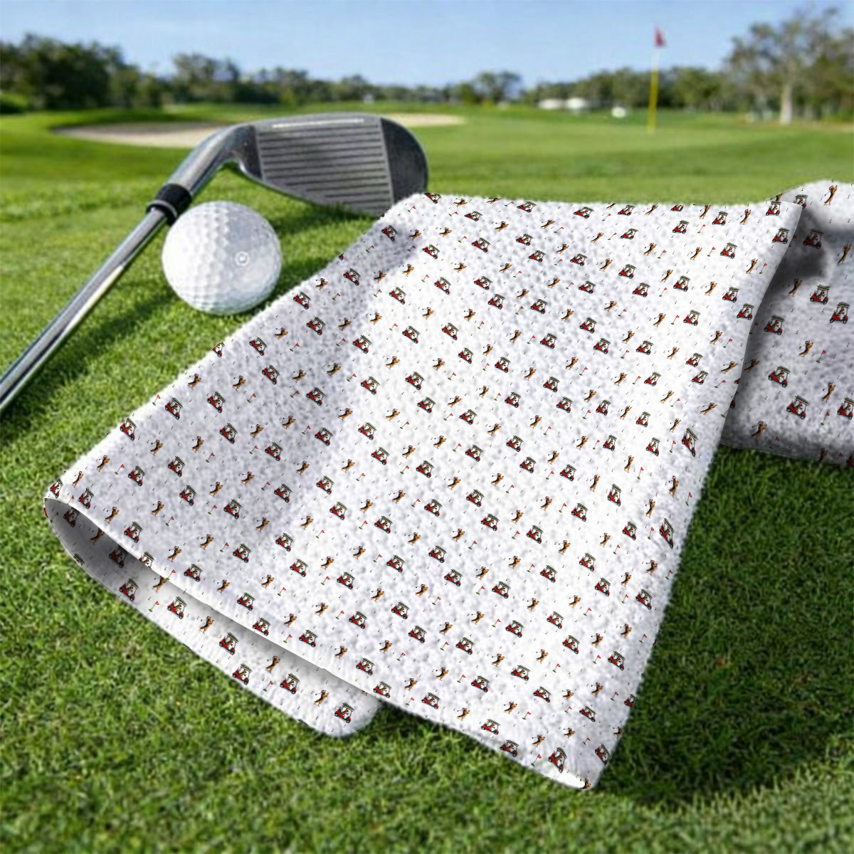 Crazy German Shepherd Christmas Pattern Golf Towels, German Shepherd Golf Cart Towel, Holiday Golf Gift for Golfers