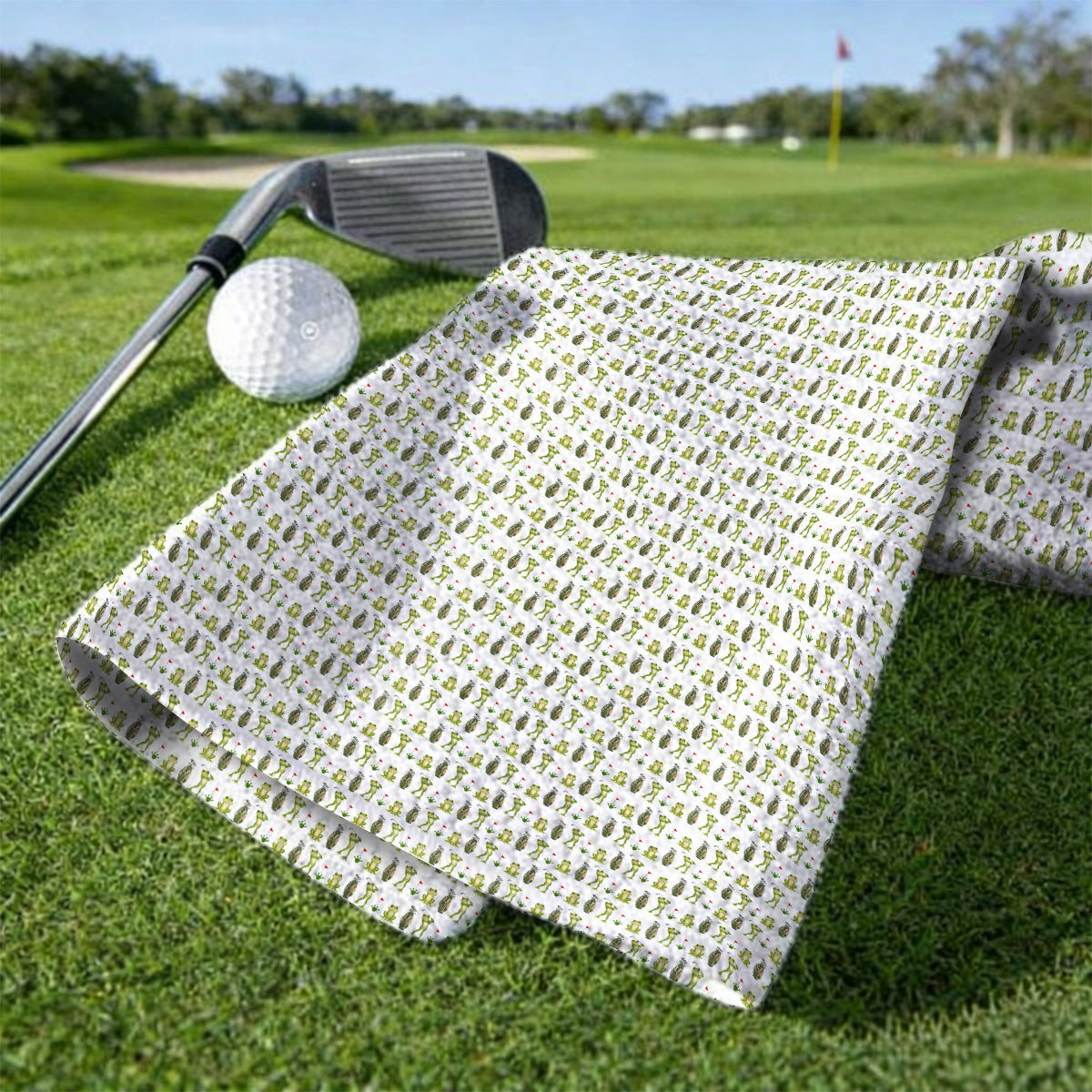 Frog Golf Towels, Cute Frog Golf Pattern Towel, Crazy Golf Gift For Golfers