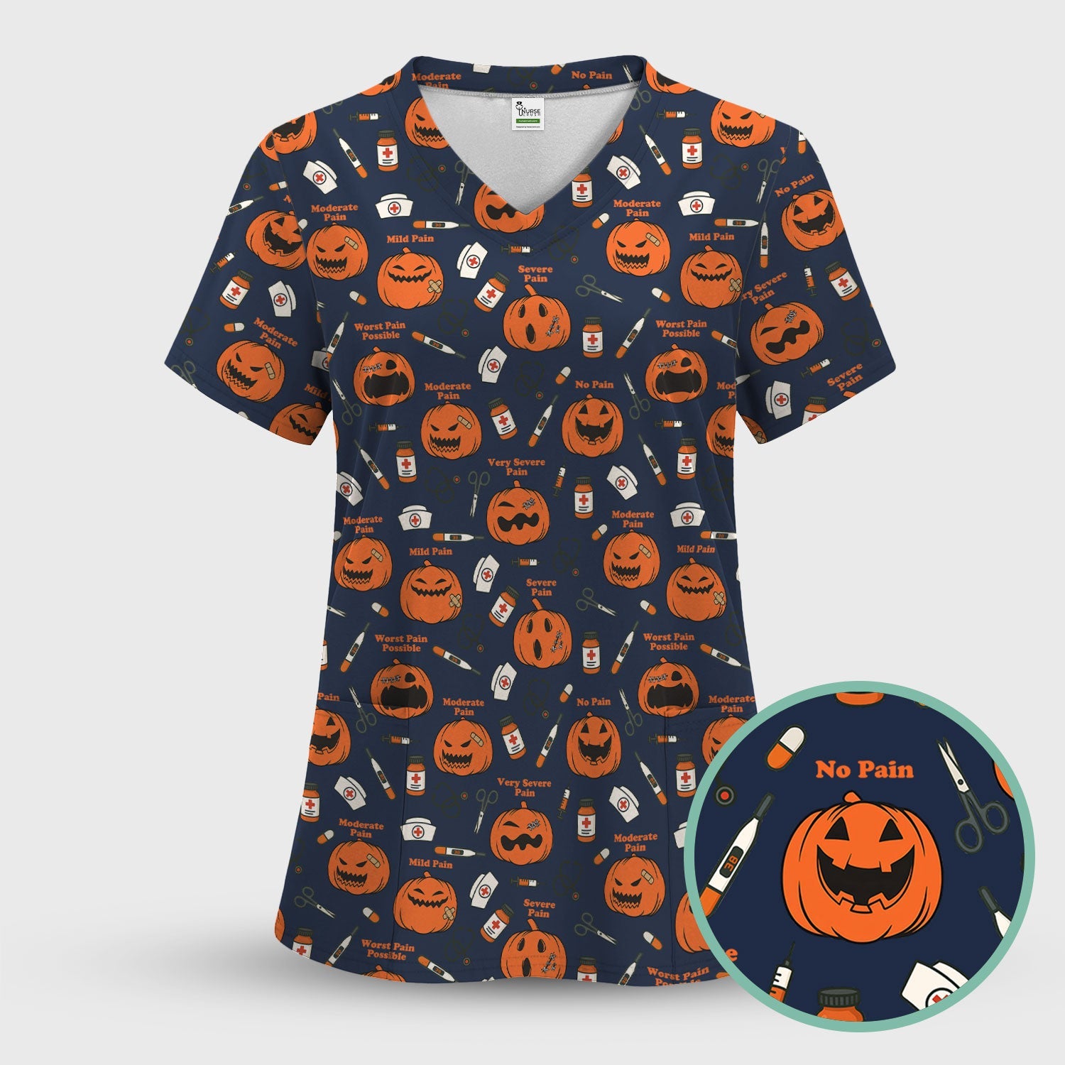 Pumpkin Pain Scale Shirt for Nurse - Halloween Nurse Medical Graphic Tee - Spooky Gift for RN LPN CNA