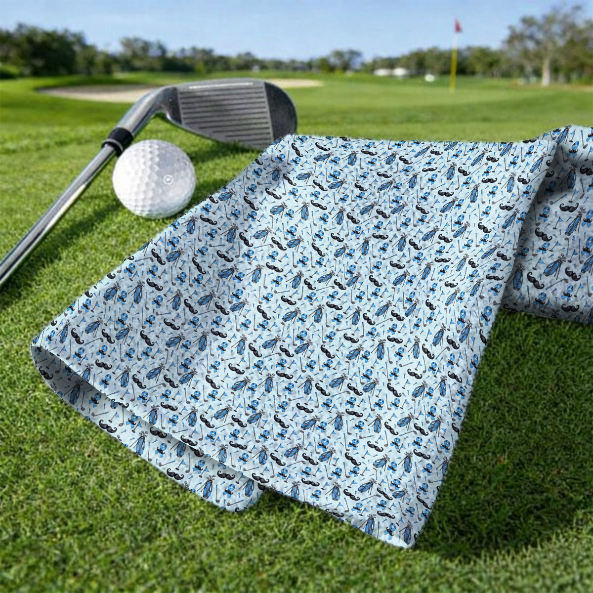 Prostate Cancer Golf Towels, Blue Ribbon Pattern Golf Towel, Crazy Golf Gift For Golfers