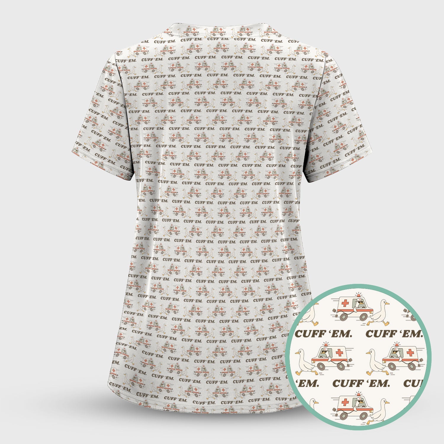 Funny ER Nurse Shirt - Cute Goose & Ambulance Pattern Graphic Design - Gift for Women RN LPN & Medical Students