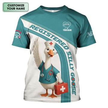 Personalized Nurse Shirt - Registered Silly Goose Design - Custom RN Gifts for Nurses, LPNs, and Healthcare Workers