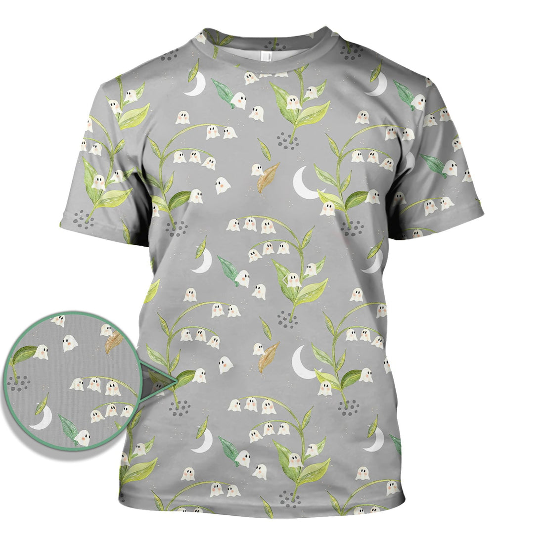 Funny Floral Ghost Nurse Shirt - Lily of the Valley Graphic Tee - RN LPN CNA Healthcare Workers Gift