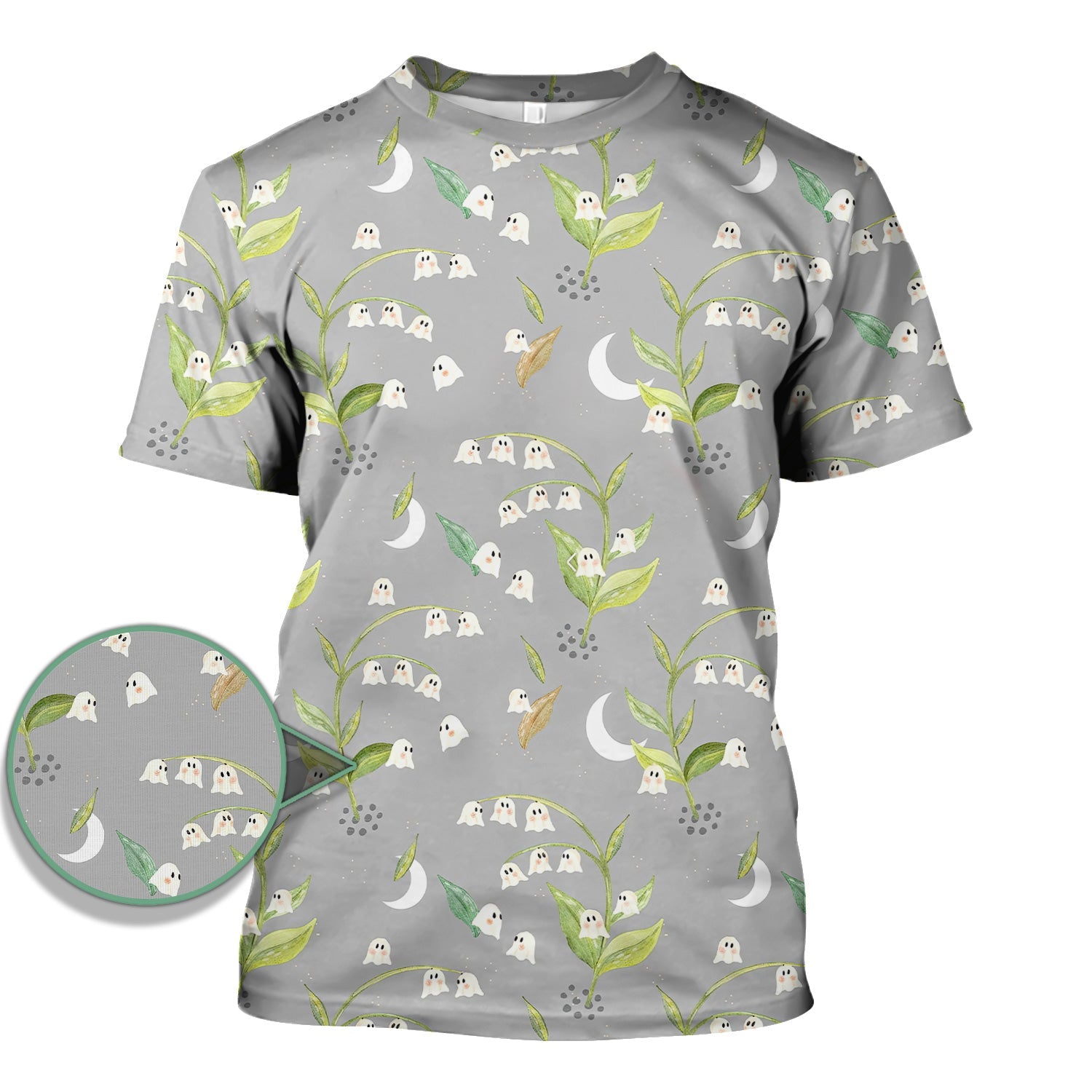 Funny Floral Ghost Nurse Shirt - Lily of the Valley Graphic Tee - RN LPN CNA Healthcare Workers Gift