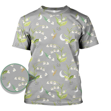 Funny Floral Ghost Nurse Shirt - Lily of the Valley Graphic Tee - RN LPN CNA Healthcare Workers Gift