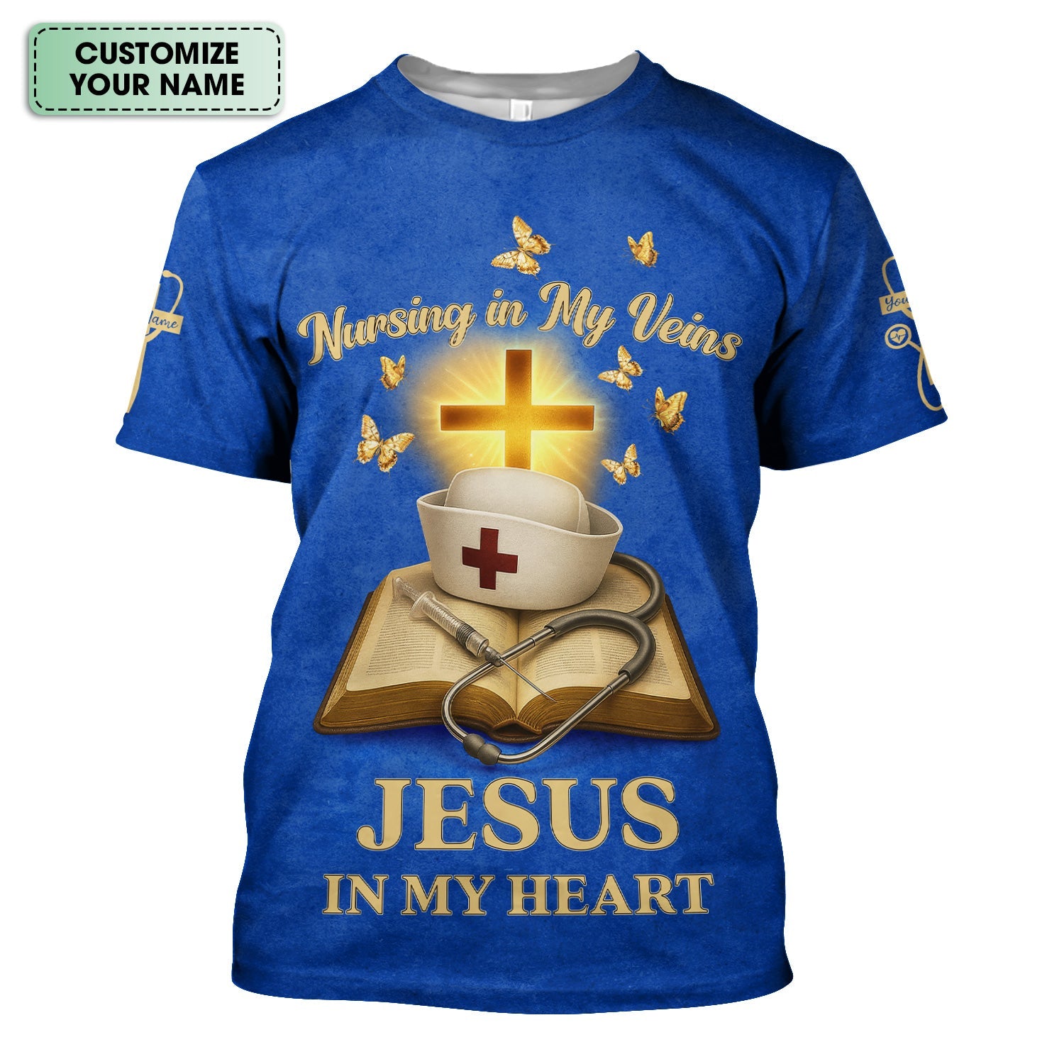 Personalized Christian Nurse Shirt - Jesus in My Heart  Quote - Available in Multiple Colors - Gift for Women RN LPN
