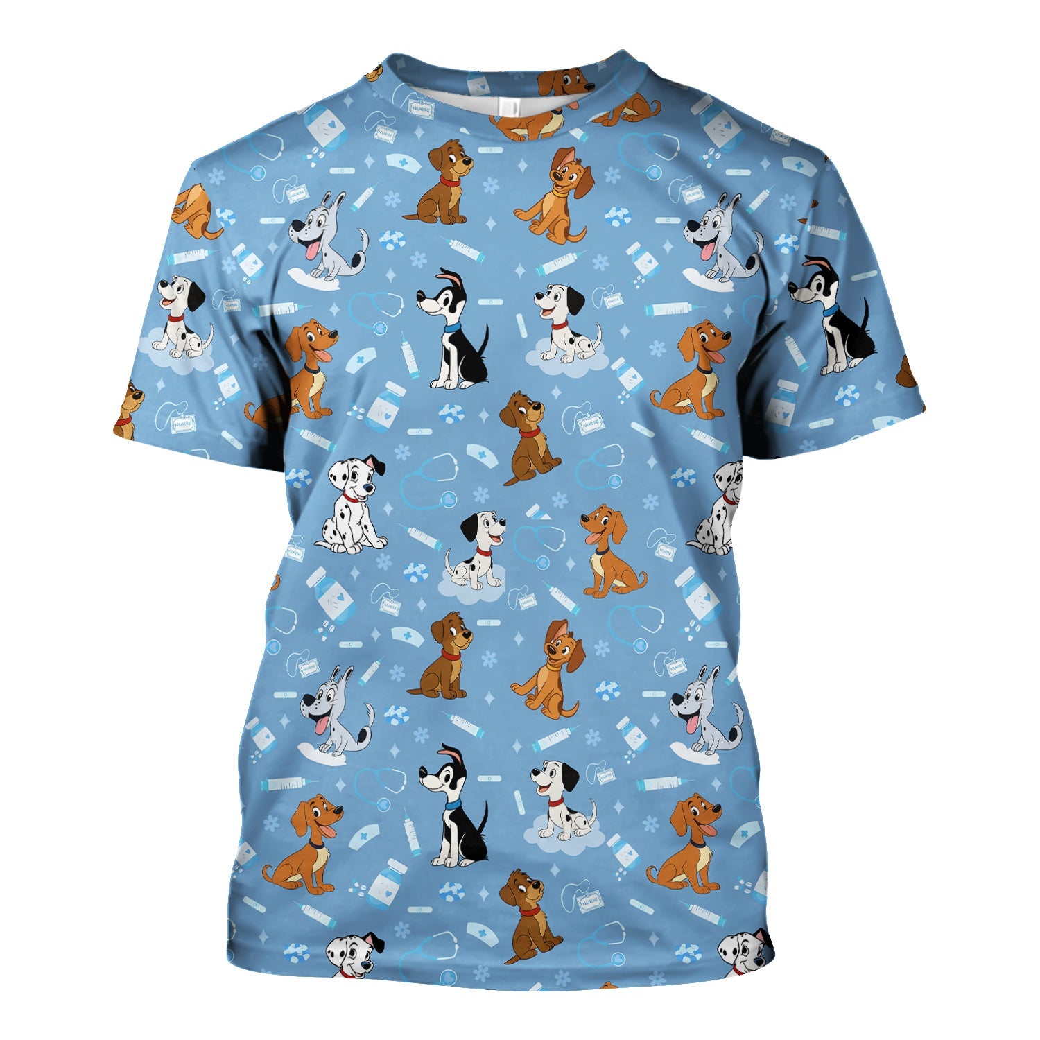 Cute Cartoon Dog Medical Shirt - Puppy Pattern Top for Veterinarians, Vet Techs, Animal Lovers - Fun Pet Care Gift for Dog Mom and Dad