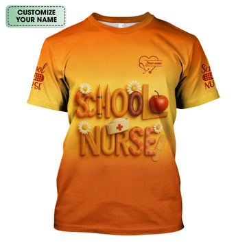 Personalized School Nurse T-Shirt - Fun Classroom & Medical Icon Design - Thoughtful Gift for School RN LPN Healthcare Staff