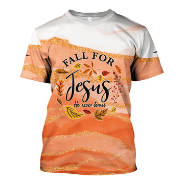 Faith Fall Shirt for Nurses - Fall for Jesus He Never Leaves Graphic Tee - Gift for Women RN LPN CNA