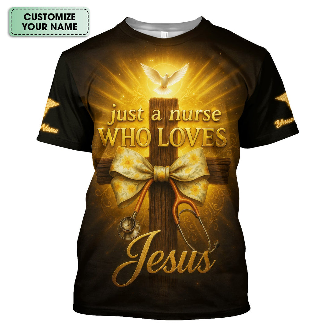 Christian Nurse Shirt Just a Nurse Who Loves Jesus - Faith Scrub Uniform Gift - Personalized Religious Tee for Women RN CNA