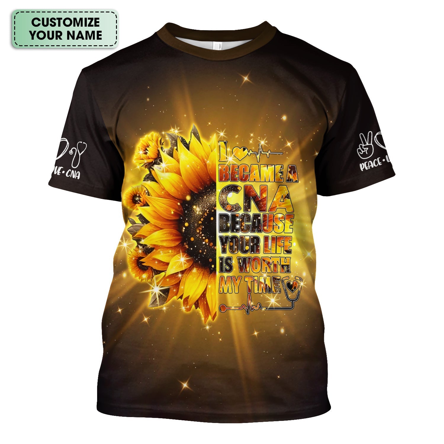 Custom CNA Floral T-Shirt - Your Life Is Worth My Time Design - Gift for Women's CNA & Nursing Assistants