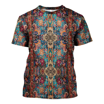 Boho Hippie T-Shirt - All-Over Print Psychedelic Paisley Graphic - Gift for Women RN LPN & Healthcare Workers