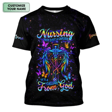 Personalized Christian Nurse Shirt - Nursing Is A Calling From God Design - Gift for Women RN LPN & Healthcare Workers