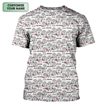 Personalized Doodle Bob Nurse Shirt - Funny Cartoon Medical Graphic Tee - Custom RN MD CNA Healthcare Gift