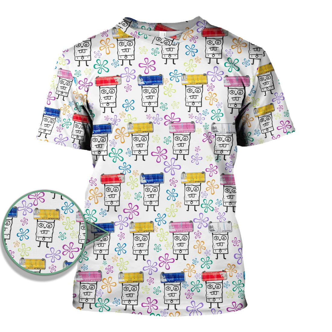 Funny Doodle Bob Energy Drink Nurse Shirt - Cute Cartoon Medical Graphic Tee - Gift for RN MD CNA RT Paramedic Phlebotomist Healthcare