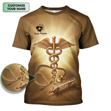 Personalized Christian Nurse Prayer Shirt - A Nurse's Prayer & Caduceus Symbol Graphic Tee - Gift for RN LPN CNA