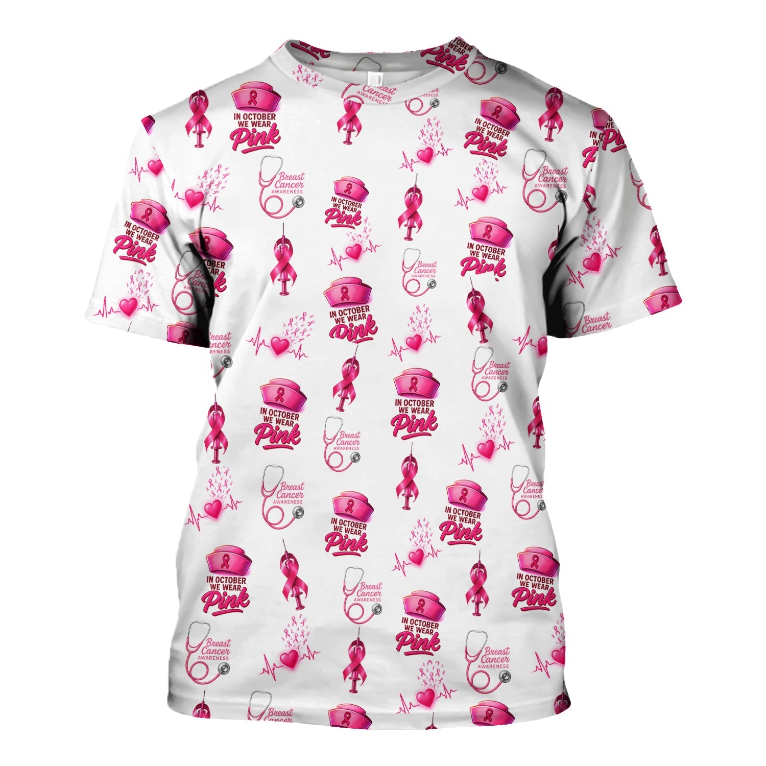 Breast Cancer Awareness Nurse Shirt - Supportive Nurse October Graphic Tee - Gift for RN LPN Healthcare Workers