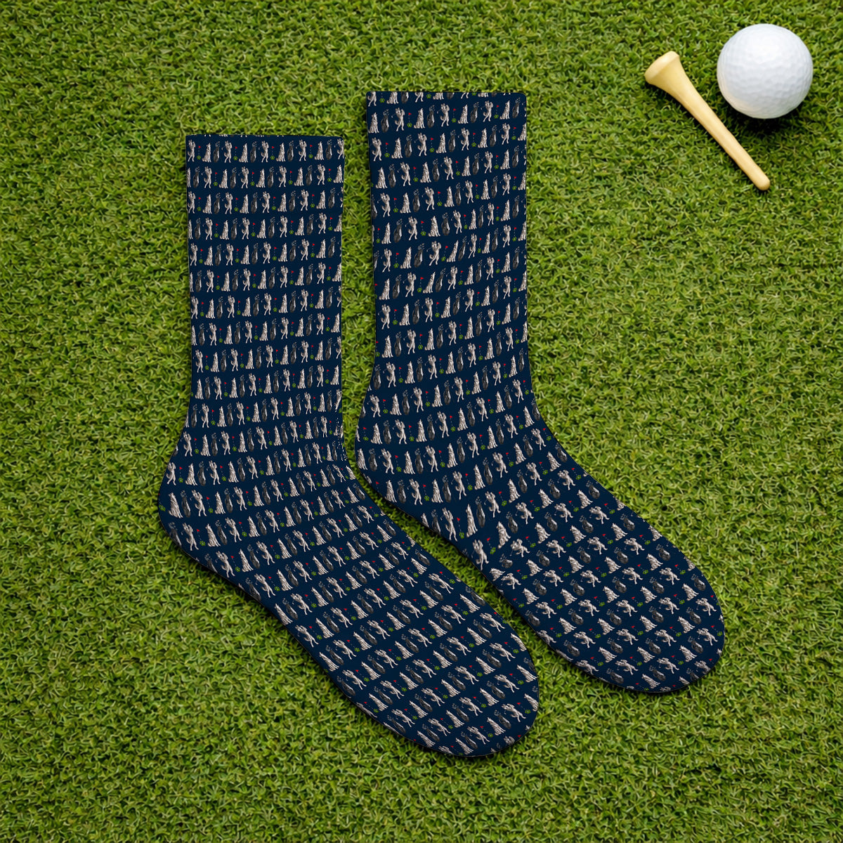 Wolf Golf Socks, Funny Wolf Golf Pattern Sock, Wildlife Lover Golf Gift for Golfer