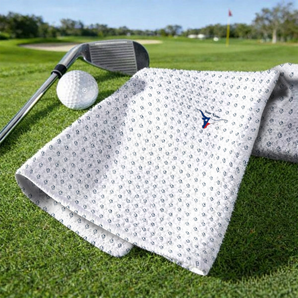 Personalized Texas Longhorn Golf Towels, Texas Pattern Golf Towel, Unique Texas Golf Gift For Golfer