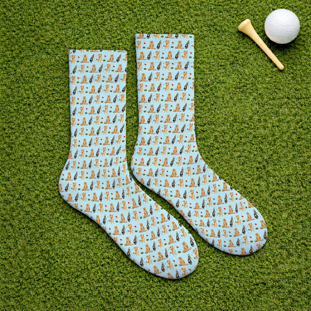 Golden British Longhair Golf Socks, Cute Golden British Longhair Pattern Golf Sock, Golf Gift for Cat Lovers