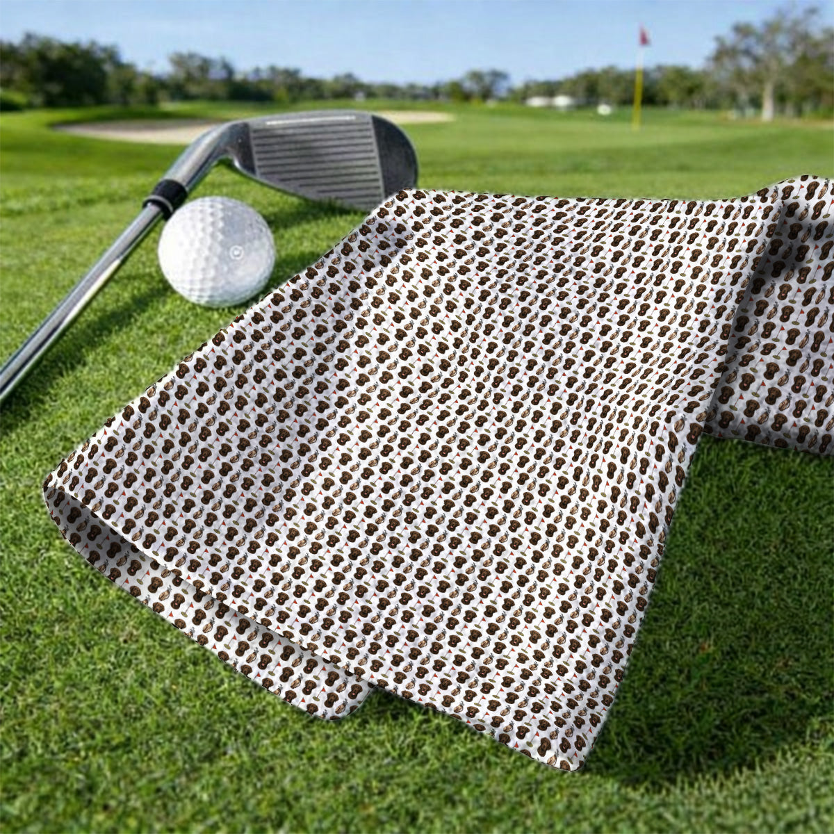 Chocolate Labrador Retriever Golf Towel, Funny Chocolate Lab Pattern Golf Towels, Dog Lover Golf Shirt