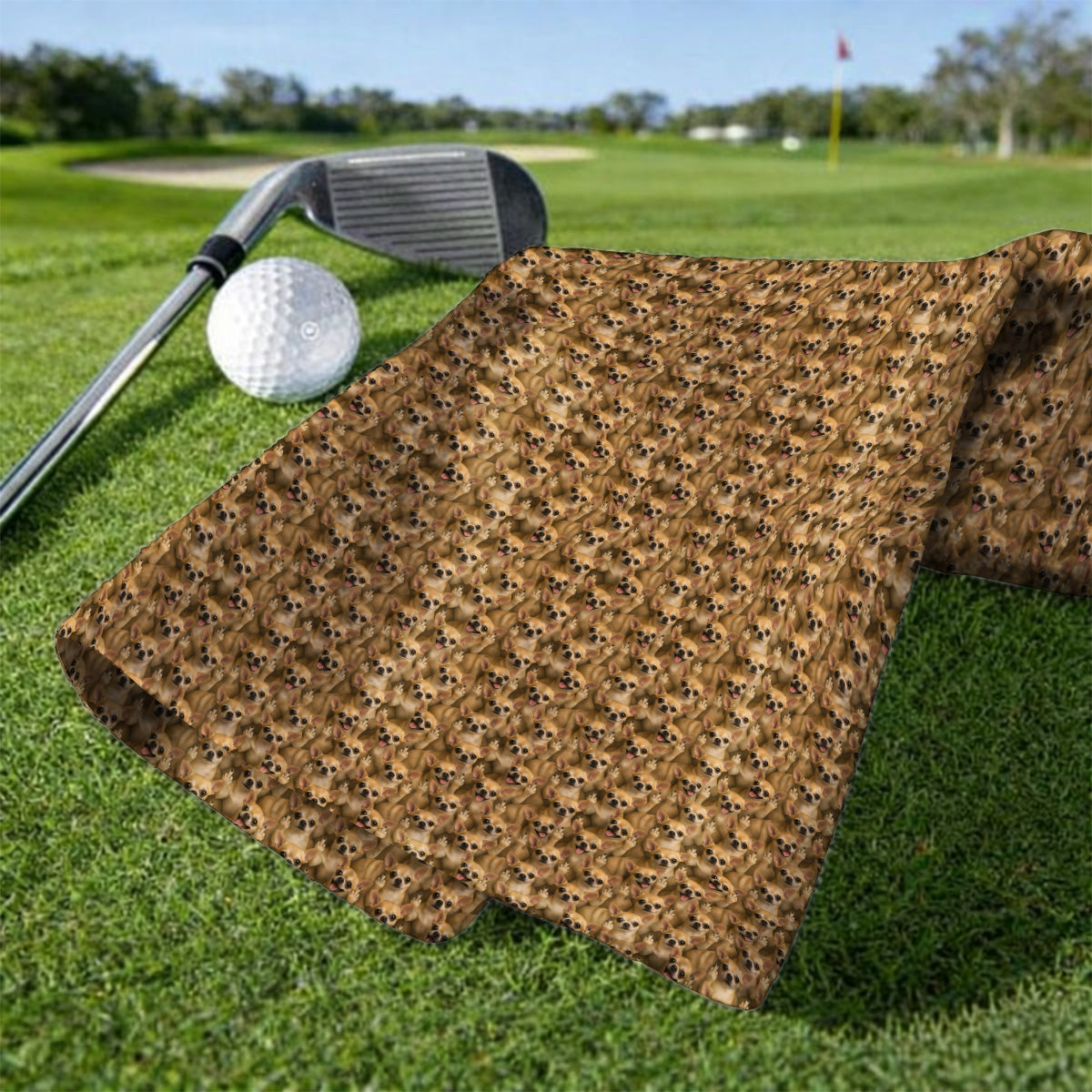 Chihuahua Middle Finger Golf Towel, Funny Chihuahua Pattern Golf Towels for Dog Lovers, Golf Gift For Golfer