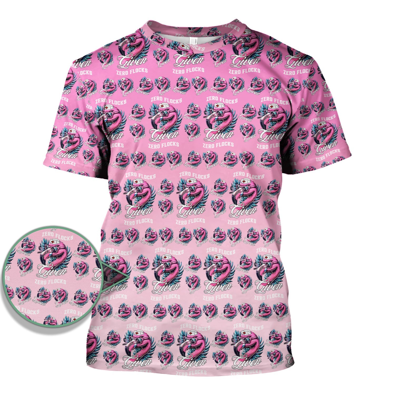 Funny Flamingo Nurse Shirt - Zero Flocks Given Pink Graphic Tee - RN LPN CNA Healthcare Workers Gift