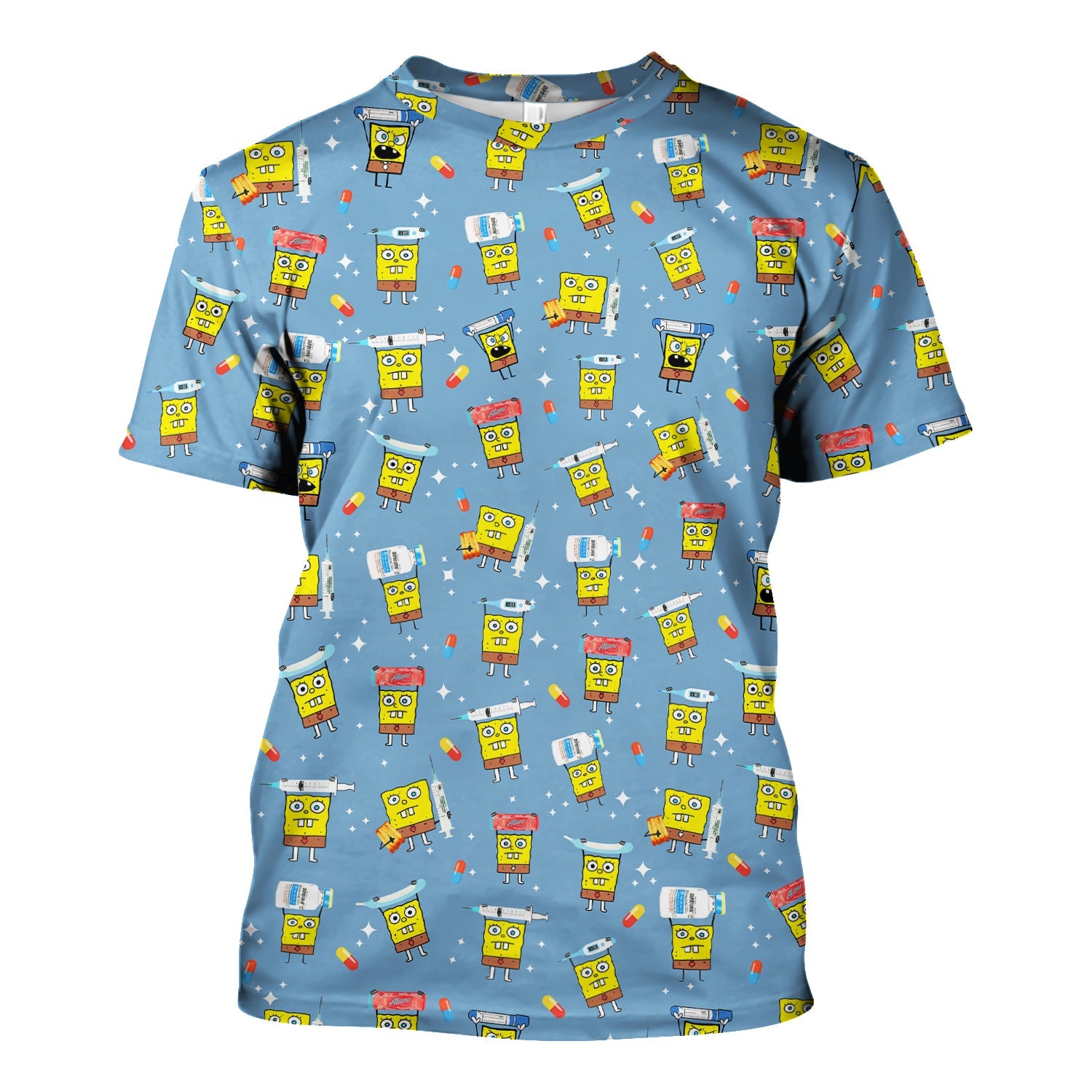Funny Cartoon Character Shirt - All Over Print Graphic Tee for Women - Gift for RN LPN Healthcare Workers