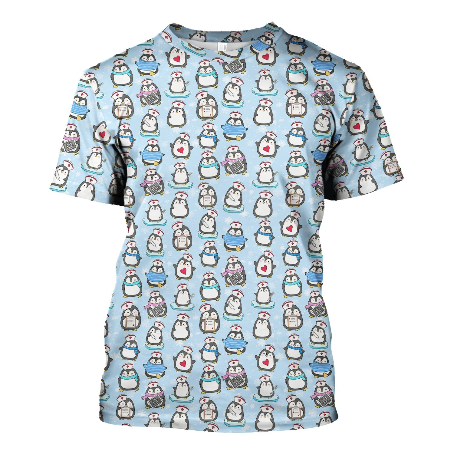 Personalized Funny Christmas Nurse Shirt - Cute Penguin with Syringe Graphic Tee - Gift for RN LPN CNA