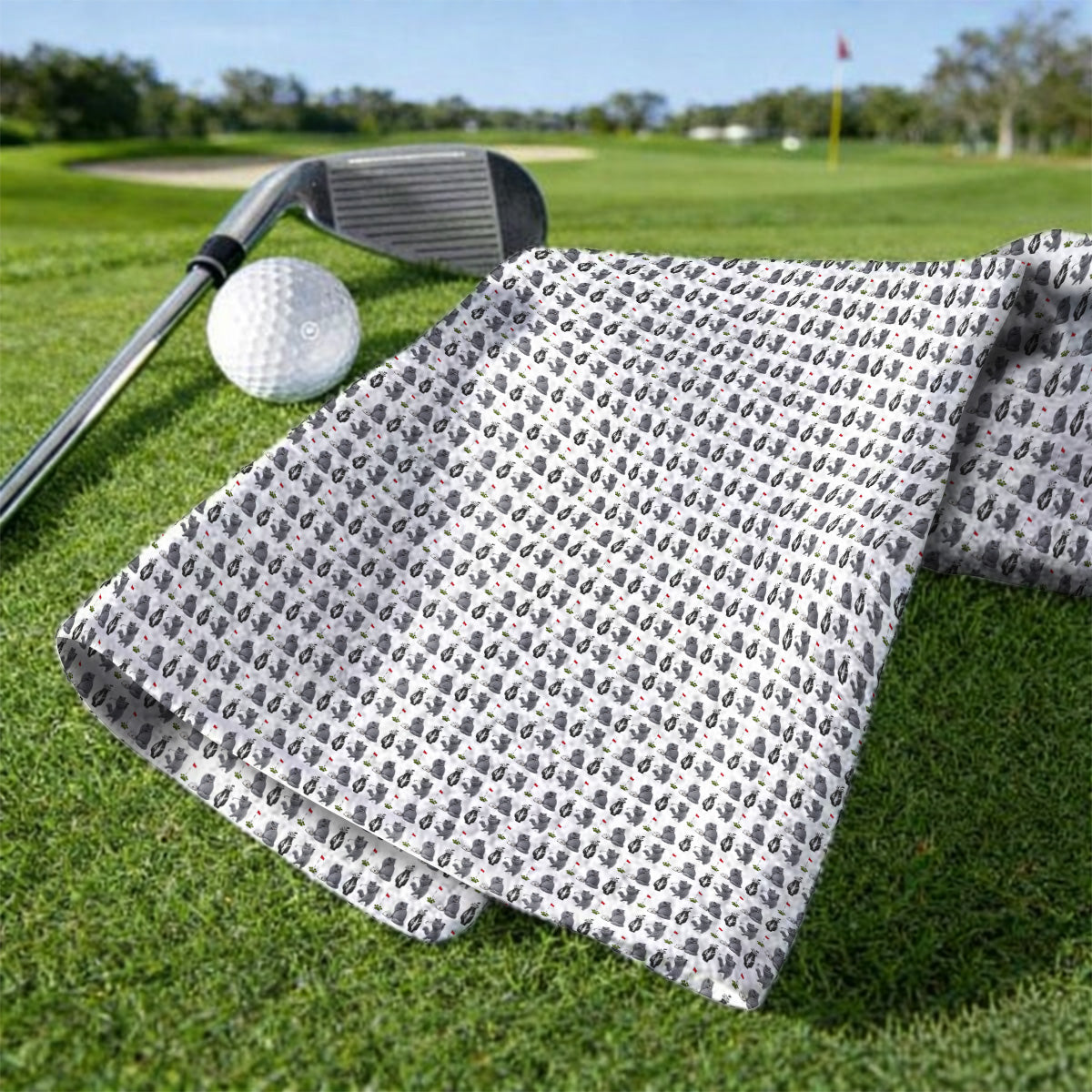 British Shorthair Golf Towel, Cute British Shorthair Pattern Golf Towels, Golf Gift for Cat Lovers