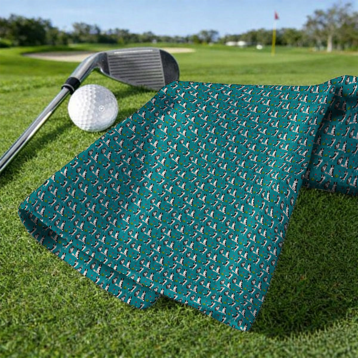 Border Collie Golf Towel, Border Collie Pattern Golf Towels for Dog Lovers, Funny Golf Gift for Golfer