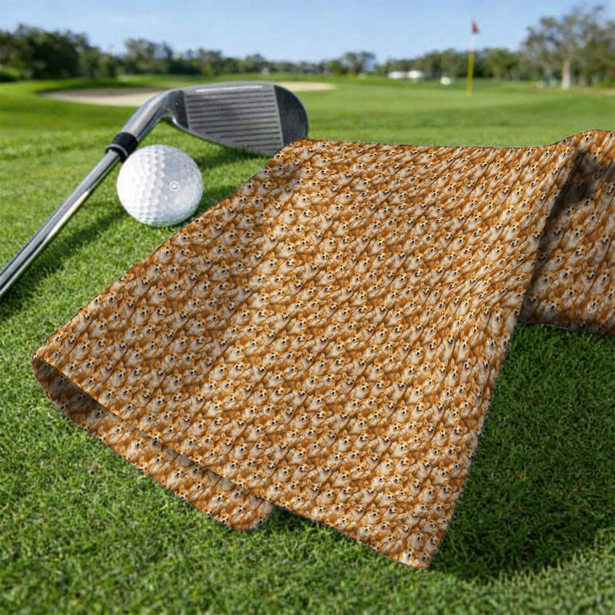 Crazy Corgi Golf Towel, Corgi Pattern Golf Towels, Golf Gift For Golfer