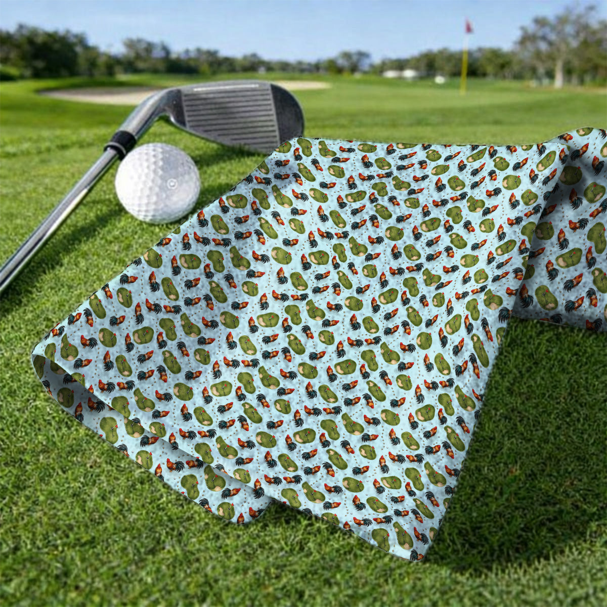 Vintage Rooster Golf Towels, Chicken Pattern Golf Towel For Rooster Lovers, Golf Gift For Golfers