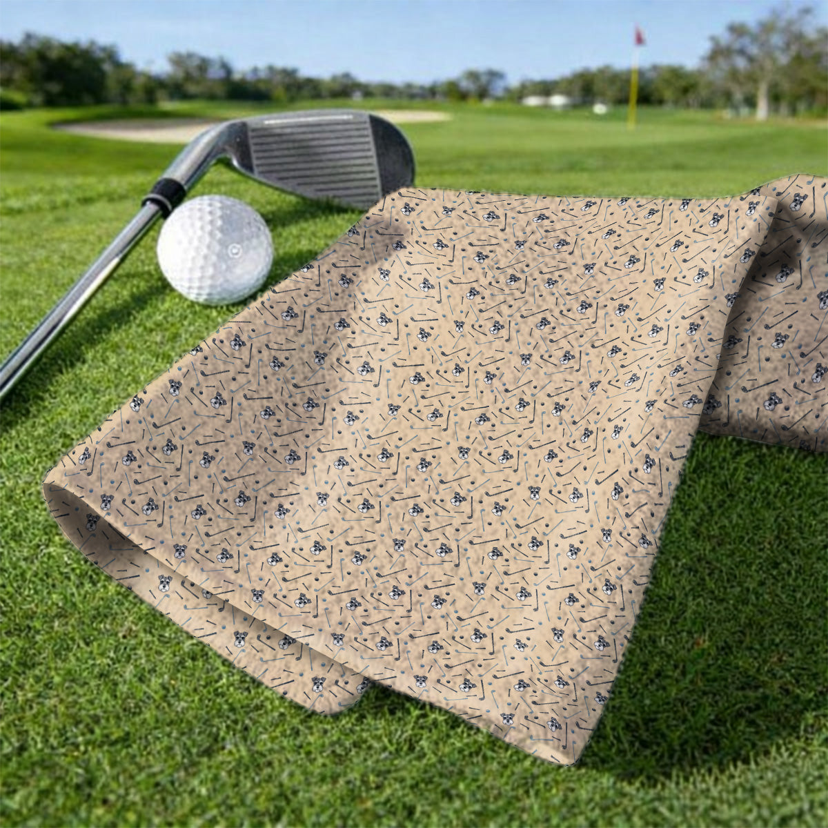 Crazy Miniature Schnauzer Pattern Golf Towel, Mini Schnauzer Golf Towels, Dog Lover Golf Gift