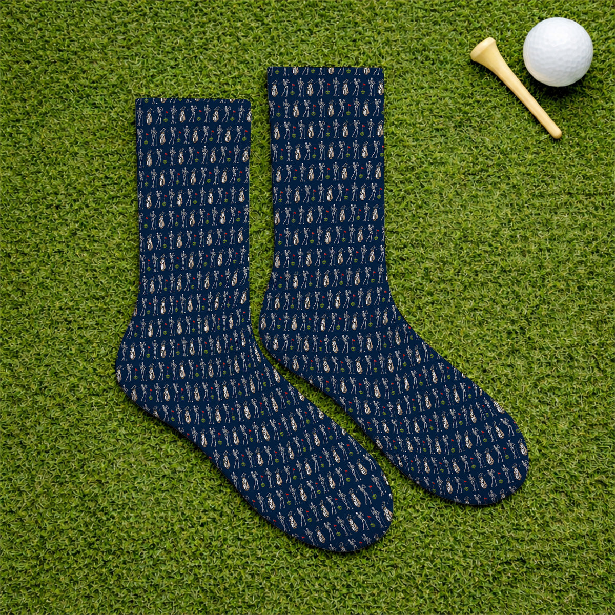 Skeleton Pattern Golf Socks, Funny Skeleton Golf Sock, Golf Gift For Golfer