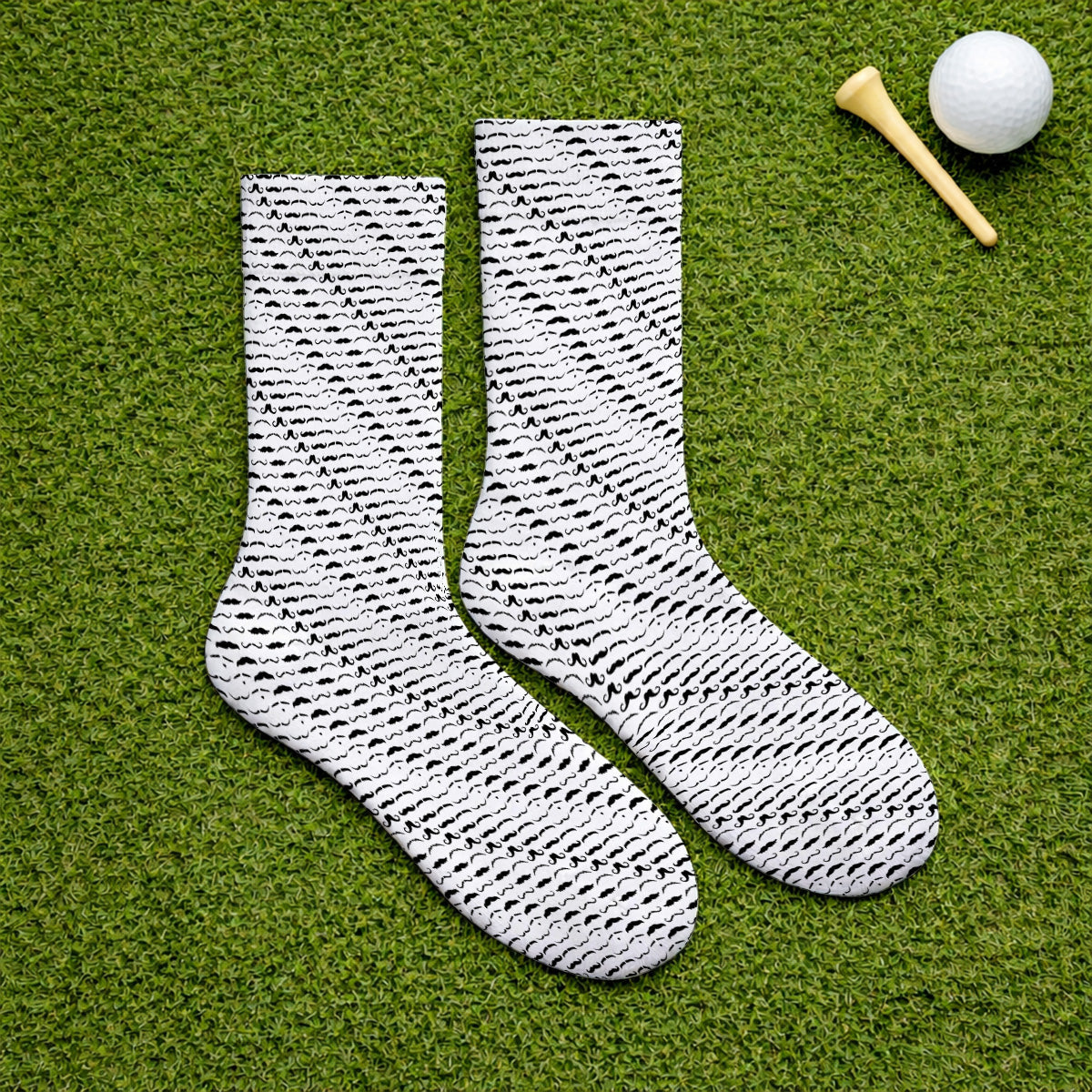 Funny Mustache Golf Socks, Movember Pattern Golf Sock, Golf Gift for Golfers