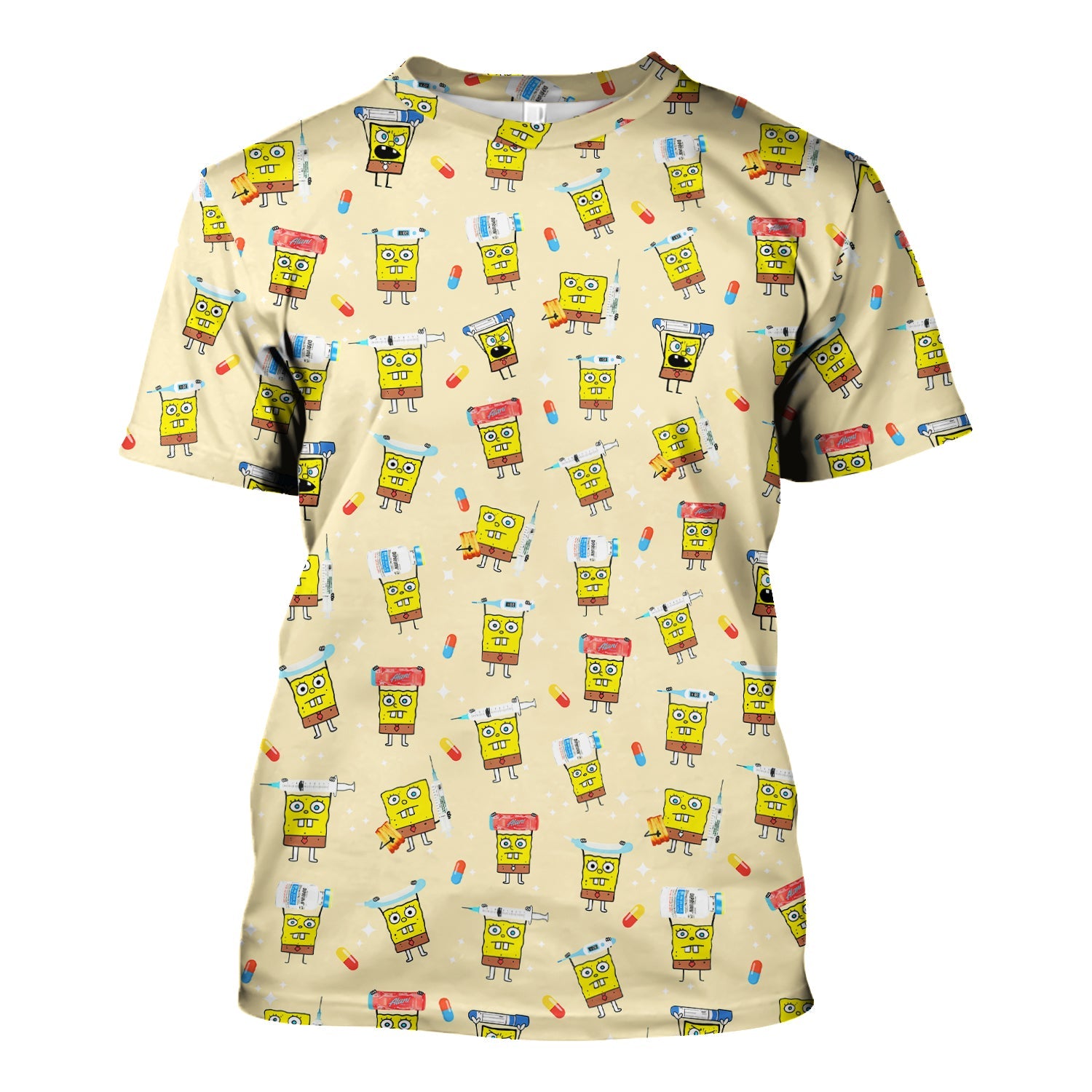 Funny Cartoon Character Shirt - All Over Print Graphic Tee for Women - Gift for RN LPN Healthcare Workers