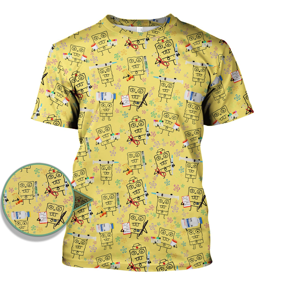 Personalized Doodle Bob Energy Drink Nurse Shirt - Funny Cartoon Medical Graphic Tee - Gift for RN MD RT CNA Paramedic Healthcare Staff