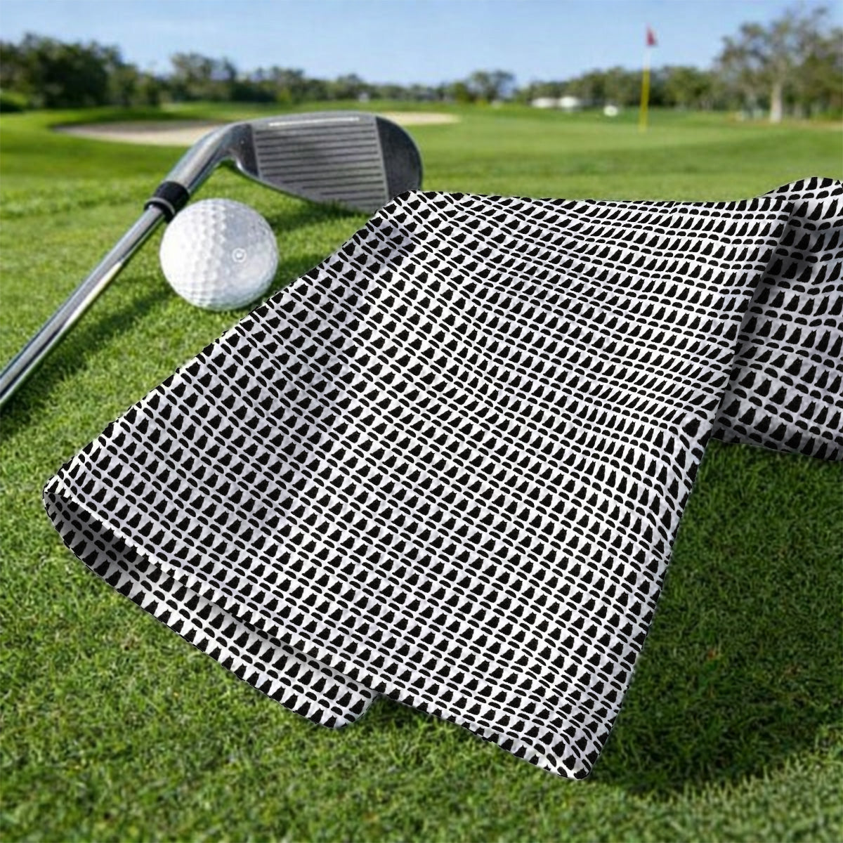 Black Persian Cat Golf Towel, Cute Black Persian Pattern Golf Towels, Golf Gift for Cat Lovers