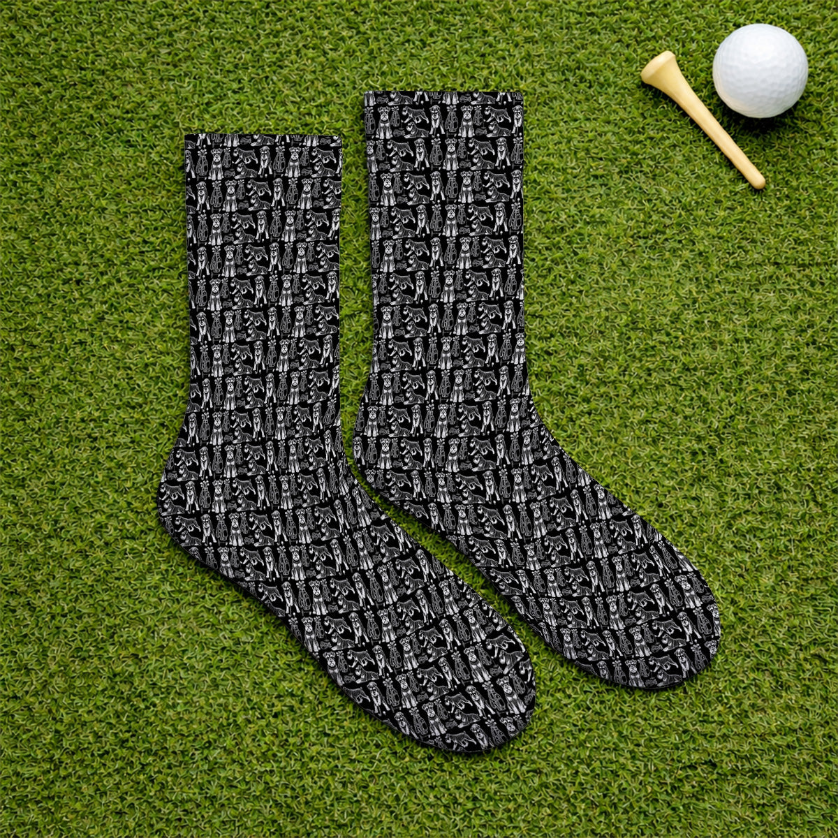Miniature Schnauzer Golf Sock, Retro Schnauzer Golf Socks, Crazy Golf Gift For Golfer