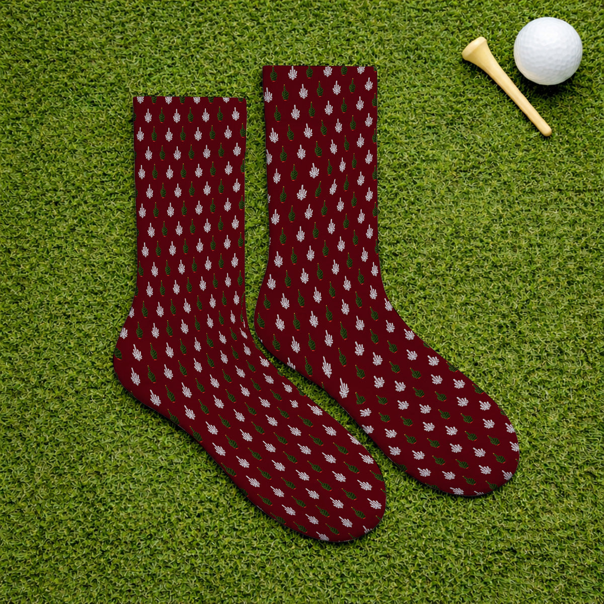 Christmas Tree Pattern Golf Socks, Xmas Golf Sock, Funny Golf Gift For Golfer