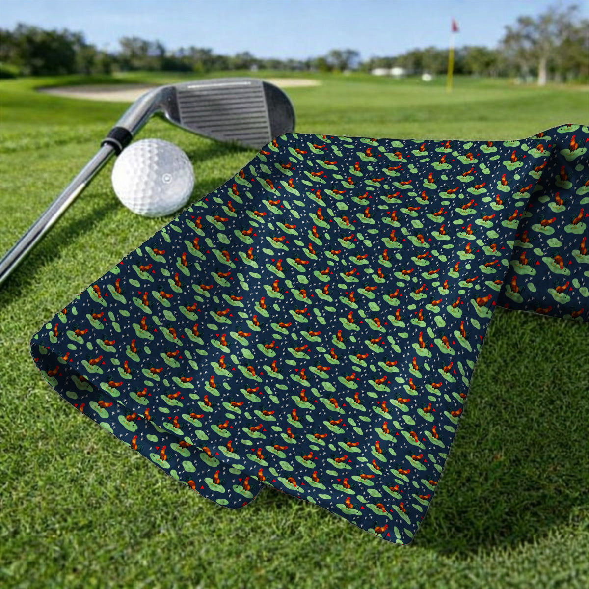 Crazy Rooster Golf Towels, Rooster Pattern Golf Towel For Chicken Lovers, Golf Gift For Golfers