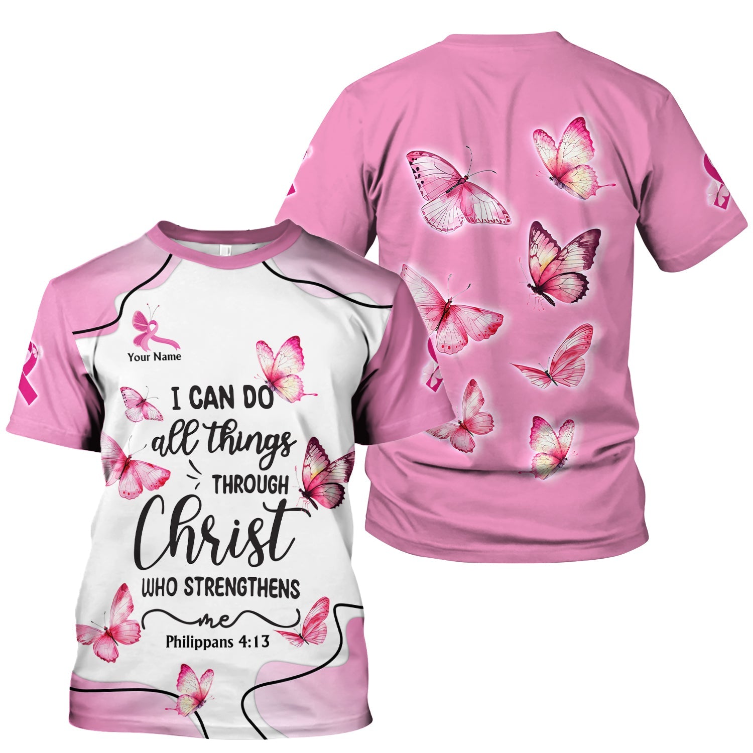 Personalized Christian Nurse Shirt - Faith Jesus Strength Religious Bible Verse Tee - Gift for RN LPN CNA Healthcare Workers